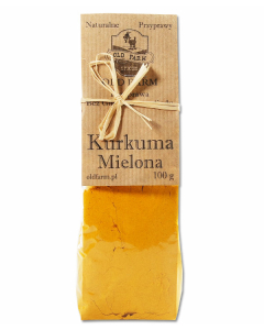 KURKUMA MIELONA KORZEŃ 100 G O ZAWARTOŚCI 4 % KURKUMINY OLD FARM SPICES